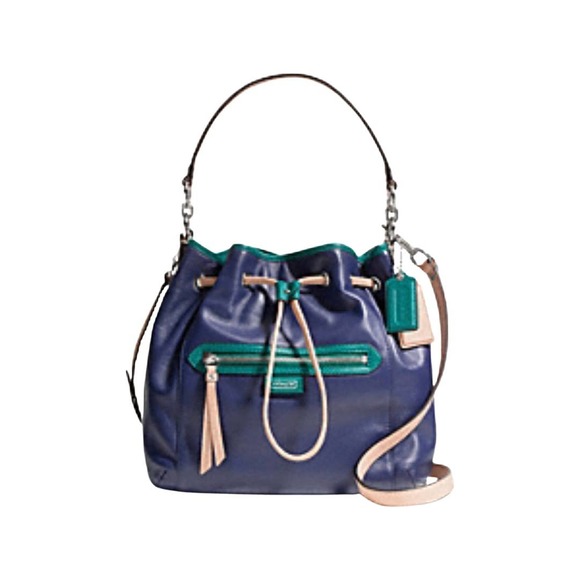 Coach Handbags - Daisy Spectator Leather Bucket Drawstring Bag (Coach F25662) Blue/Green Leather